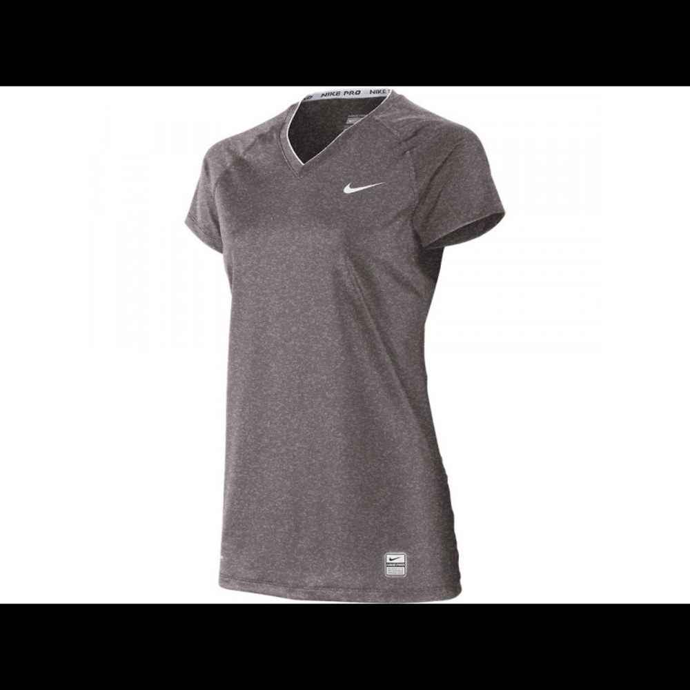 Free Nike pro fitted v neck running top gray XS